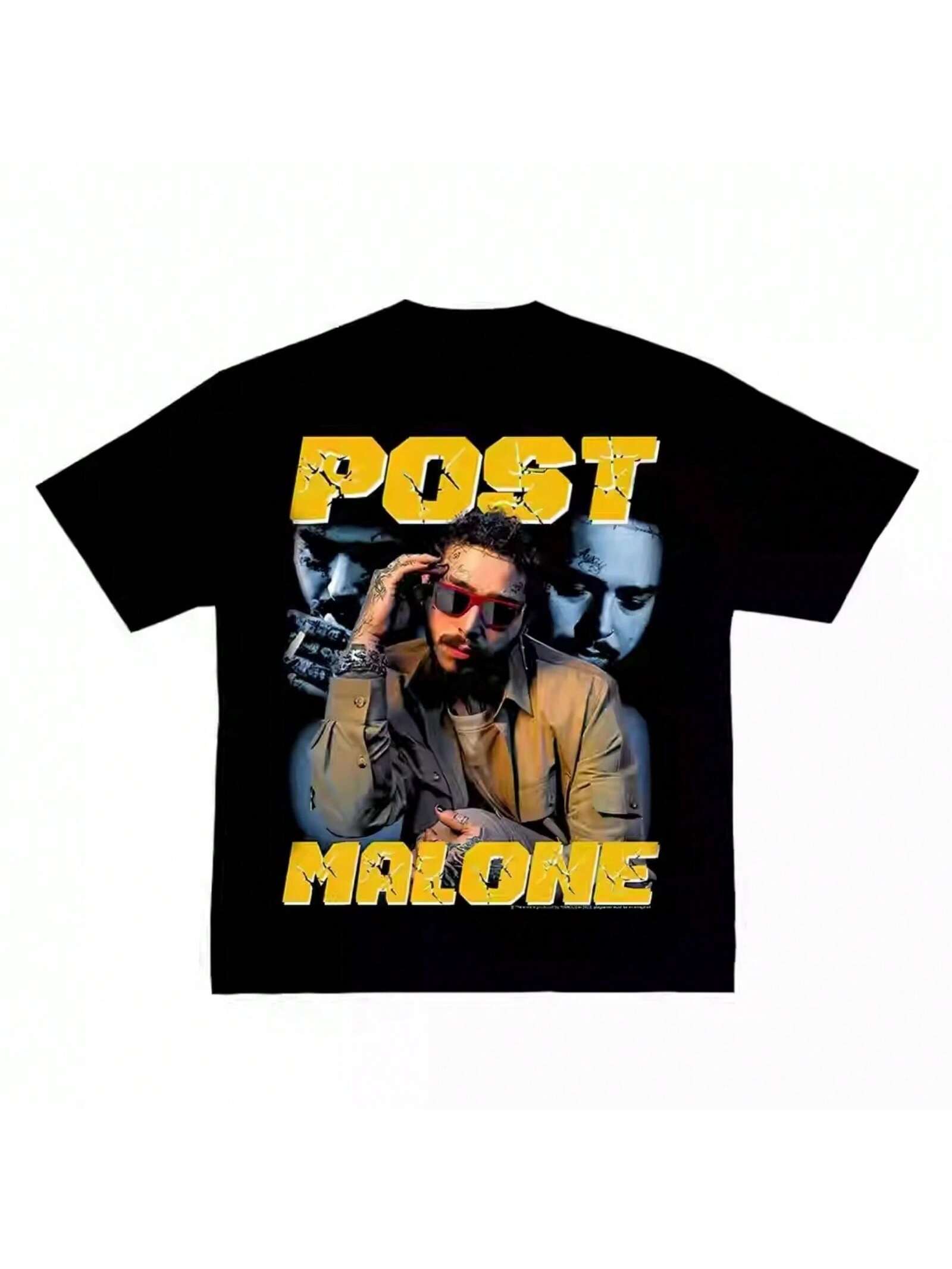 2025 PostMalone American Vintage Street Rap Short Sleeve T-Shirt High Quality Luxury Brand Selling Style Ins Y2k Hot Sell S разноцветный