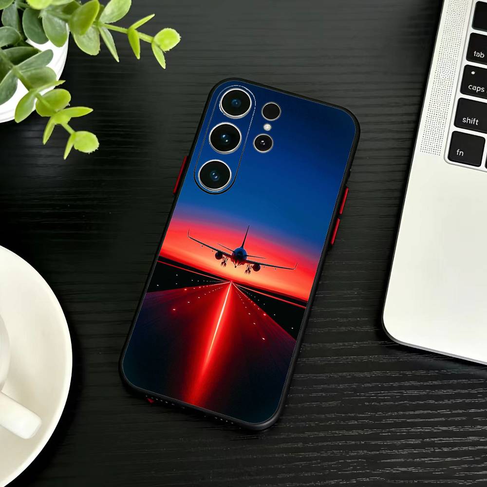 Airplane Phone Case For Samsung S26,S25,S24,S23,S22,S21,S20,Ultra,Plus,FE Black Soft Cover