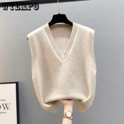Damen Strickweste Frühling und Herbst Gestrickte Damen Pullover Weste V-Ausschnitt Loose Fit Winterweste Oberbekleidung