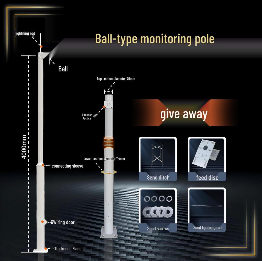 Octagonal Monitoring Pole - 3m, 3.5m, 4m, 5m, 6m | Suitable for Snapshot Monitoring, Traffic Signals, and Signs