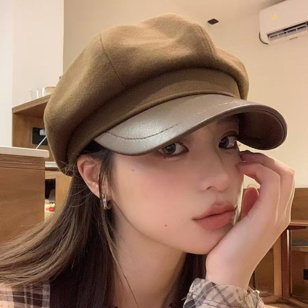 Warm Women's Duck Tongue Beret Breathable Vintage Newsboy Hats Adjustable Pleated Berets  Women Men