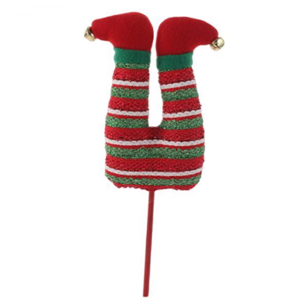 Elf Leg Pick Christmas Tree Decoration Home Party Plush Stuffed Tree Topper