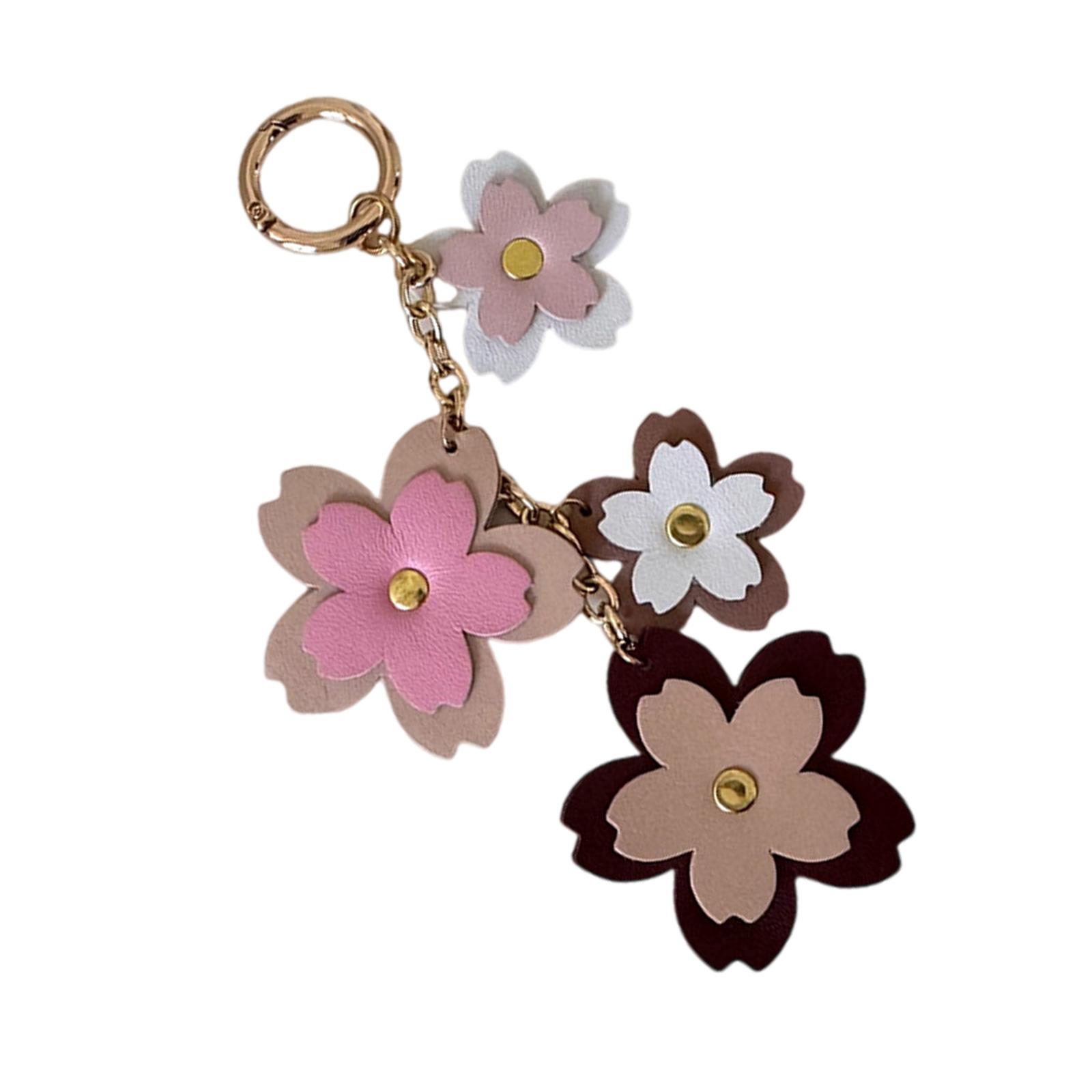 

Flower Keychain Purse Embellishment Car Keychain Mobile Phone Strap Fashionable Key Holder for Youthful Women Bags кавовий