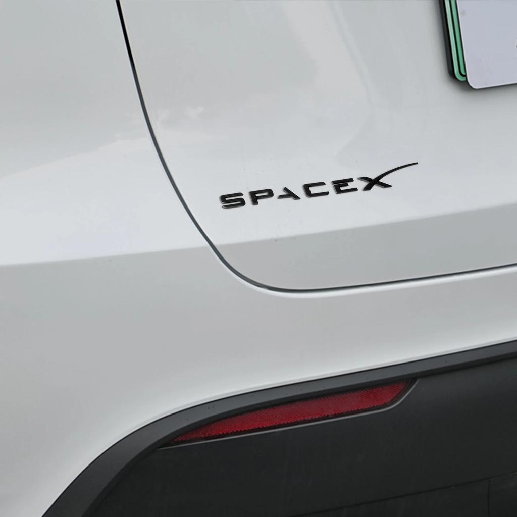 Car Sticker Tesla 1PCS ABS Car Emblem Space X Rear Badge Dceoration Stickers For Tesla Auto Trunk Exterior Styling Modification