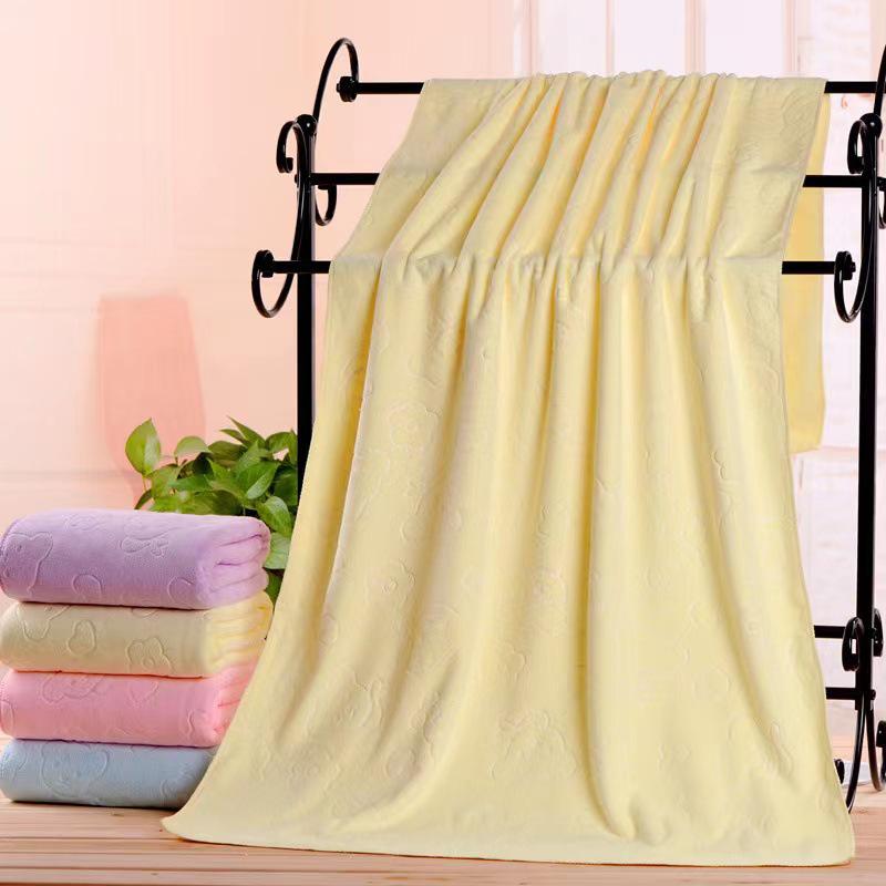 Ultra-Fine Embossed Bear Bath Towel - Quick-Dry, Soft, Absorbent, Thick for Adults & Kids, Perfect for Home & Beach Use