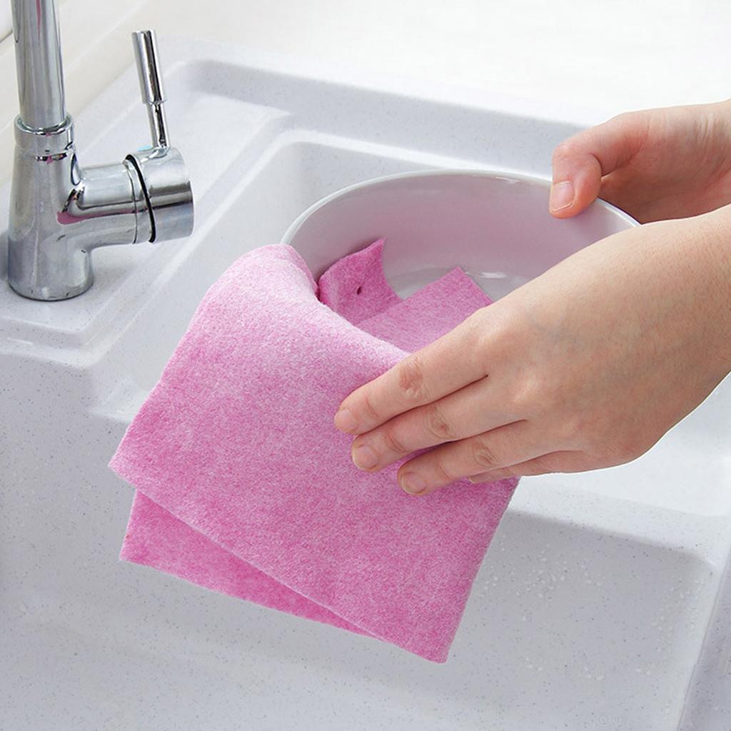 Pink Recyclable Kitchen Cleaning Rag Superfine Fiber Oil Absorption Hand Washing Dish Super Absorbency Dish Cloth