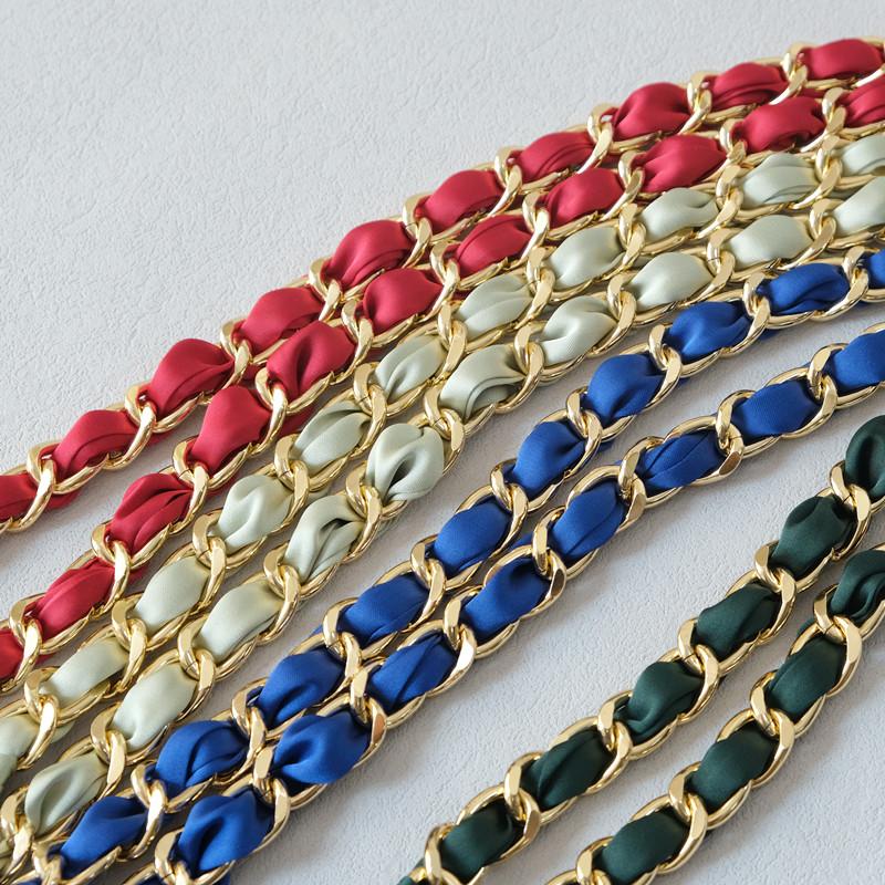 New Fashion Spring Woman Handbag Accessory Chains Detachable Long Cross Body Solid Cute Silk Strap Women Luxury Chain Bag Handles