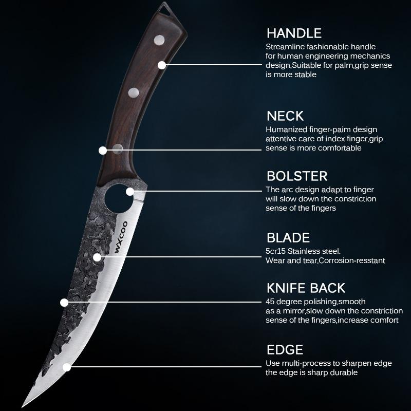 2PCS Stainless Steel Forged Boning Knife with Knife Sheath Fruit Knife Handmade Knife Peeling Knife Sharp Kitchen Chef Knife