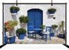 Polyester Mediterranean Wall Tapestry Boho Decor Greek Coastal Seaside Villa Art Hanging Print Home Accent Decor Abstract Bohemi
