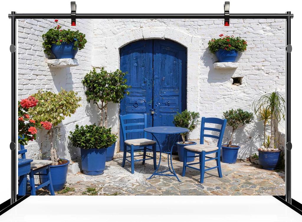 Polyester Mediterranean Wall Tapestry Boho Decor Greek Coastal Seaside Villa Art Hanging Print Home Accent Decor Abstract Bohemi