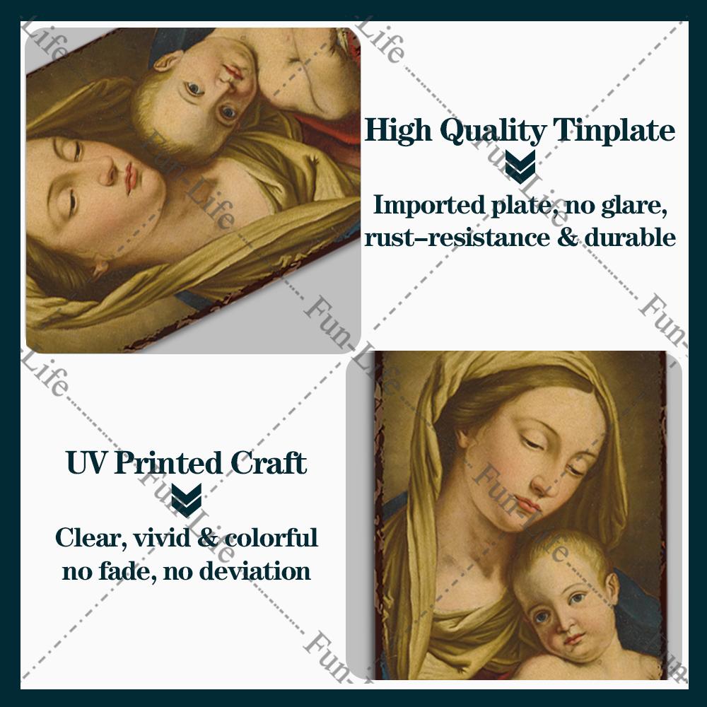 Christianity Vintage Decorative Metal Tin Sign Virgin Mary Retro Plaque Wall Decor Plate Jesus  Bar Pub Club Art Poster 20x30cm