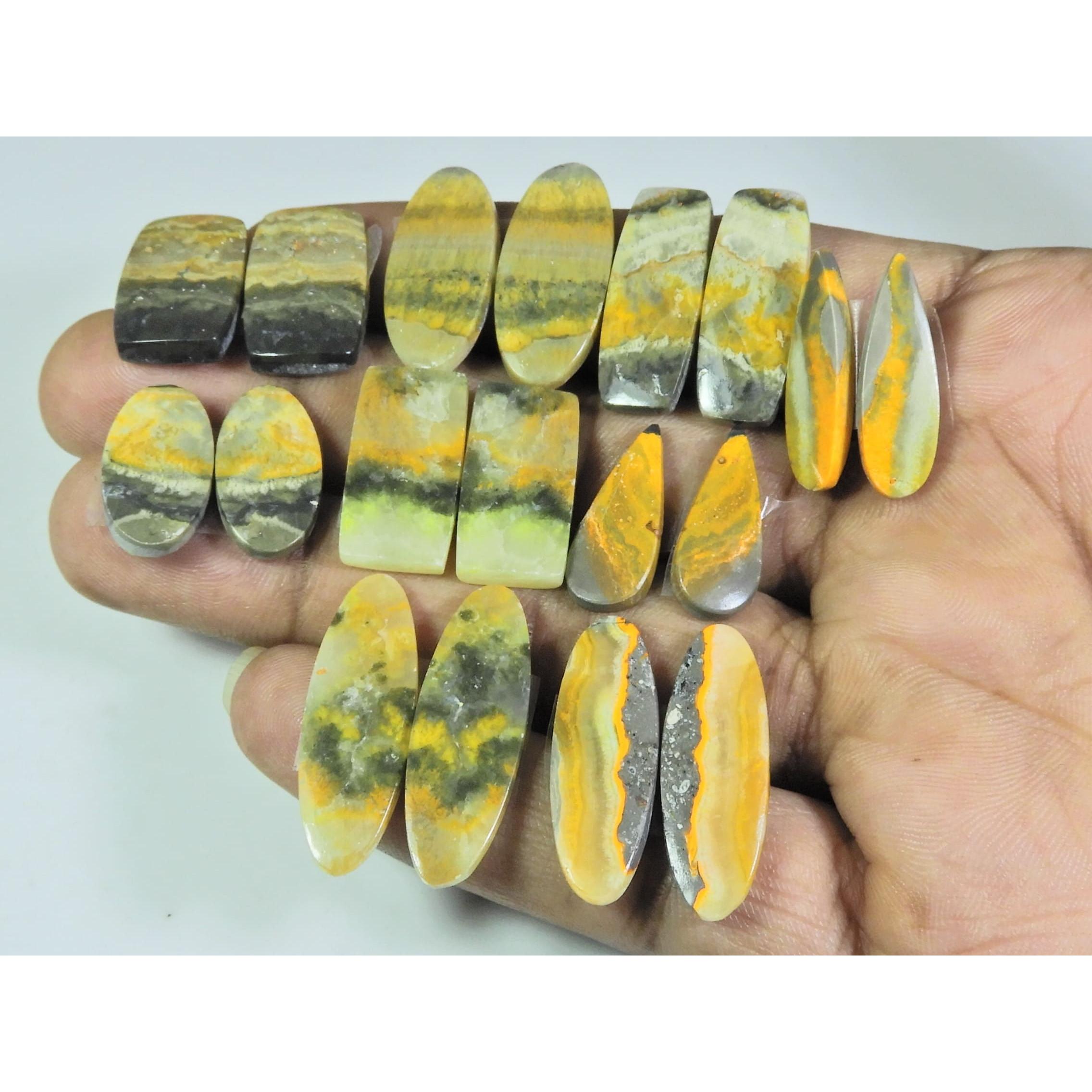 

146Cts. Natural Bumble Bee Jasper Pair Mix Cabochon Loose Gemstone 9Pair Lot C-115