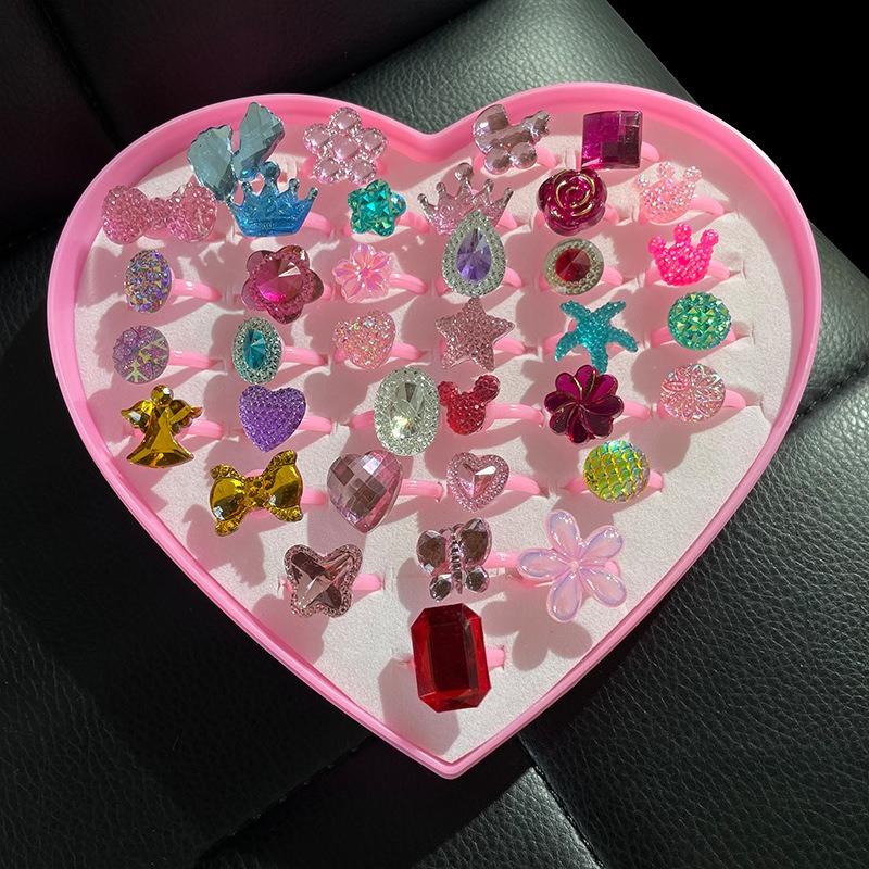Children's ring little princess cute girl gemstone cartoon jewelry little girl baby shiny rhinestone ring