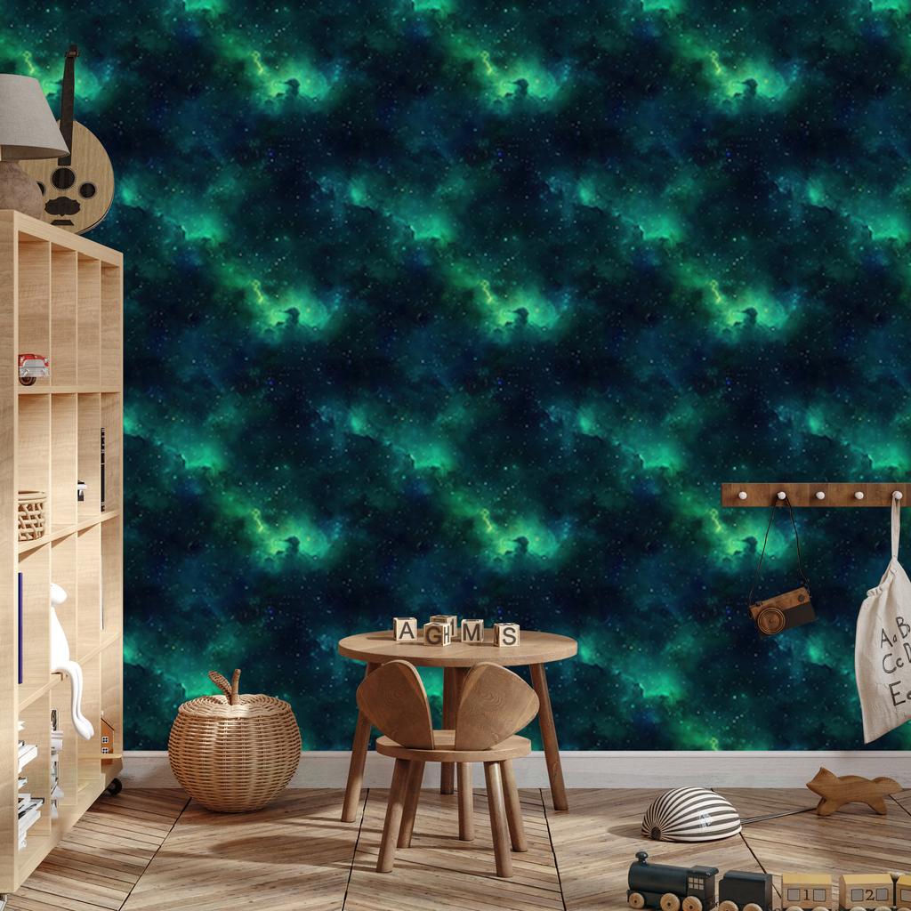 Watercolor Galaxy Turquoise Wallpaper, Turquoise Background 50x1000