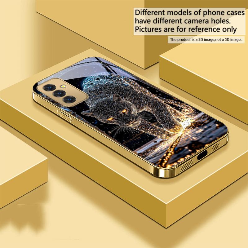 

Giant Star Leopard For Samsung A73 A72 A71 A42 A56 A55 A54 A53 A52s A52 A51 A36 A35 A34 A33 A32 16 14 Golden glass phone case Galaxy A12