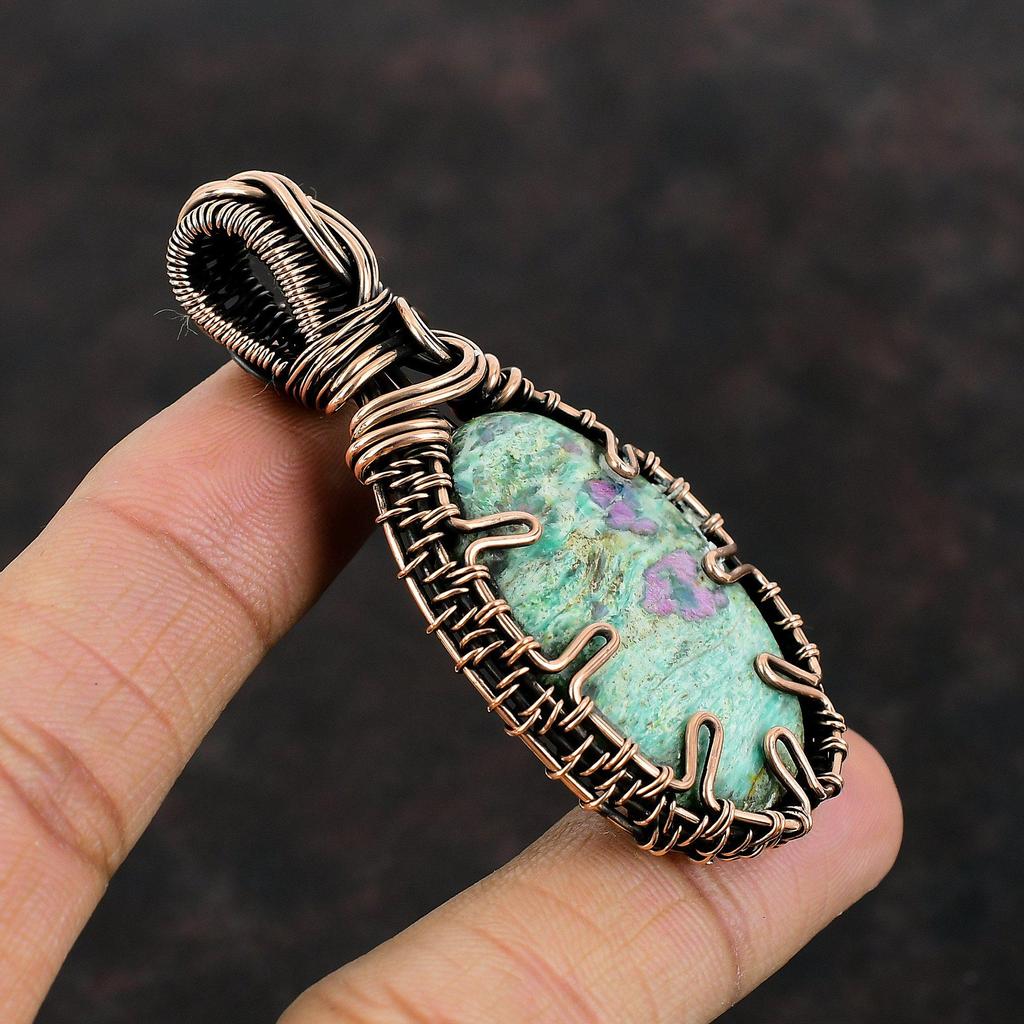 Ruby Fuchsite Pendant Copper Wire Wrapped Pendant Ruby Fuchsite Jewelry Handmade Pendant Gift For Her Gemstone Copper Jewelry Healing Stone