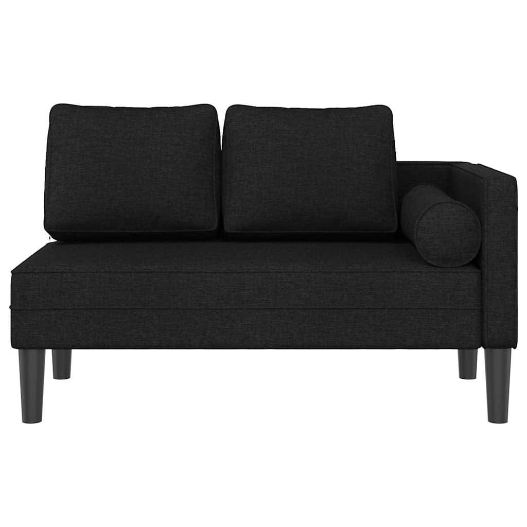 Black Fabric Chaiselongue with Cushions
