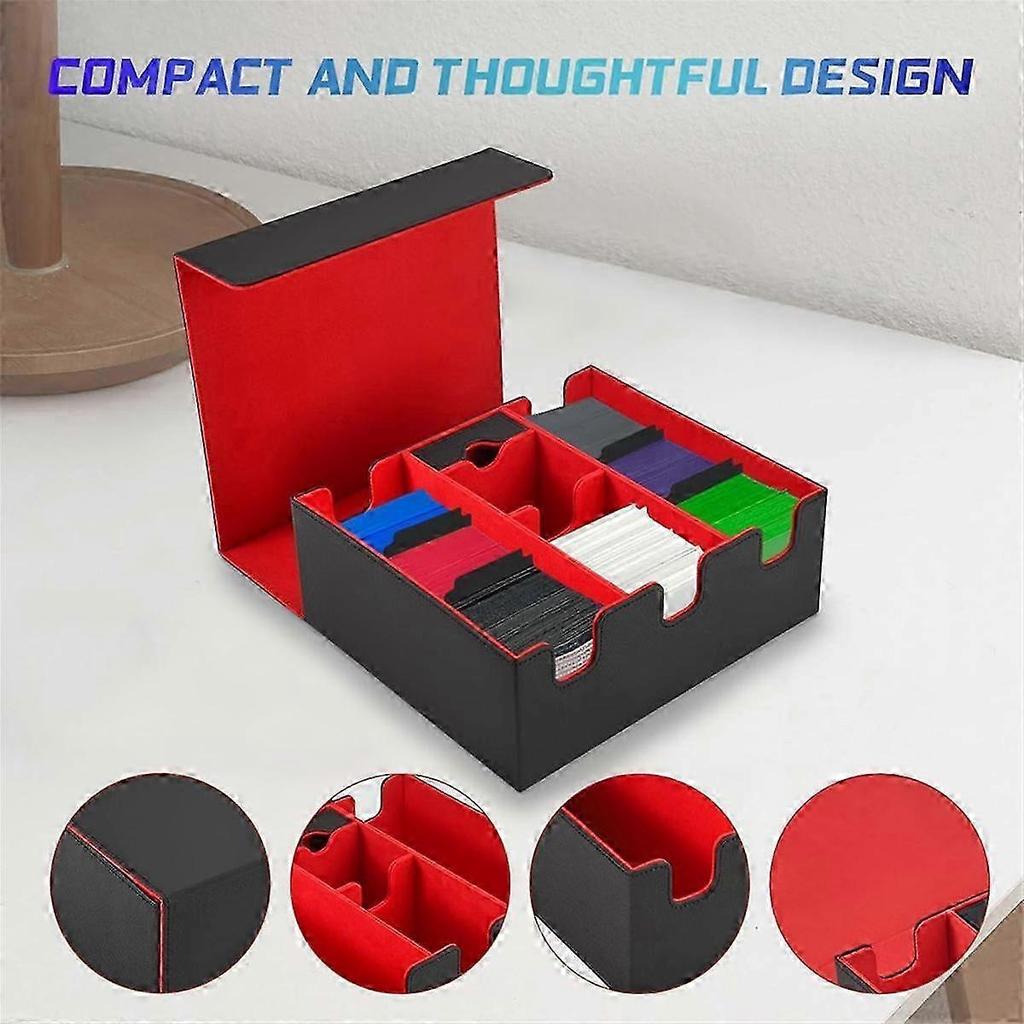 Card Storage Box For Trading Cards, Magnetic Closure Tcg Storage Box For , Yugioh, And Sports Cards Red+black