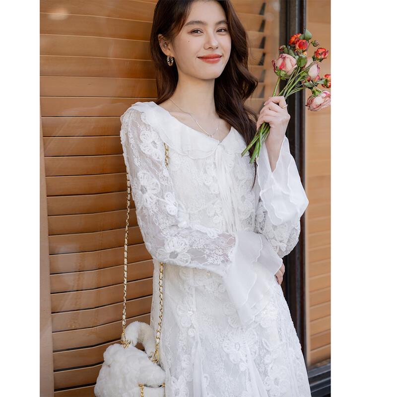 Mokana Women's Elegant Long-Sleeve Fishtail Midi Dress