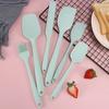 6Pcs Silicone Spatula Set Food Grade Cooking Utensils Set Non-Slip Heat Resistant Flexible Kitchen Tools for Baking Stir-Frying