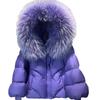 European and American New Popular Real Raccoon Big Fur Collar Goose Down Hooded Down Jacket Women's Clothing Thickened Warm Knitted Sleeve Jacket