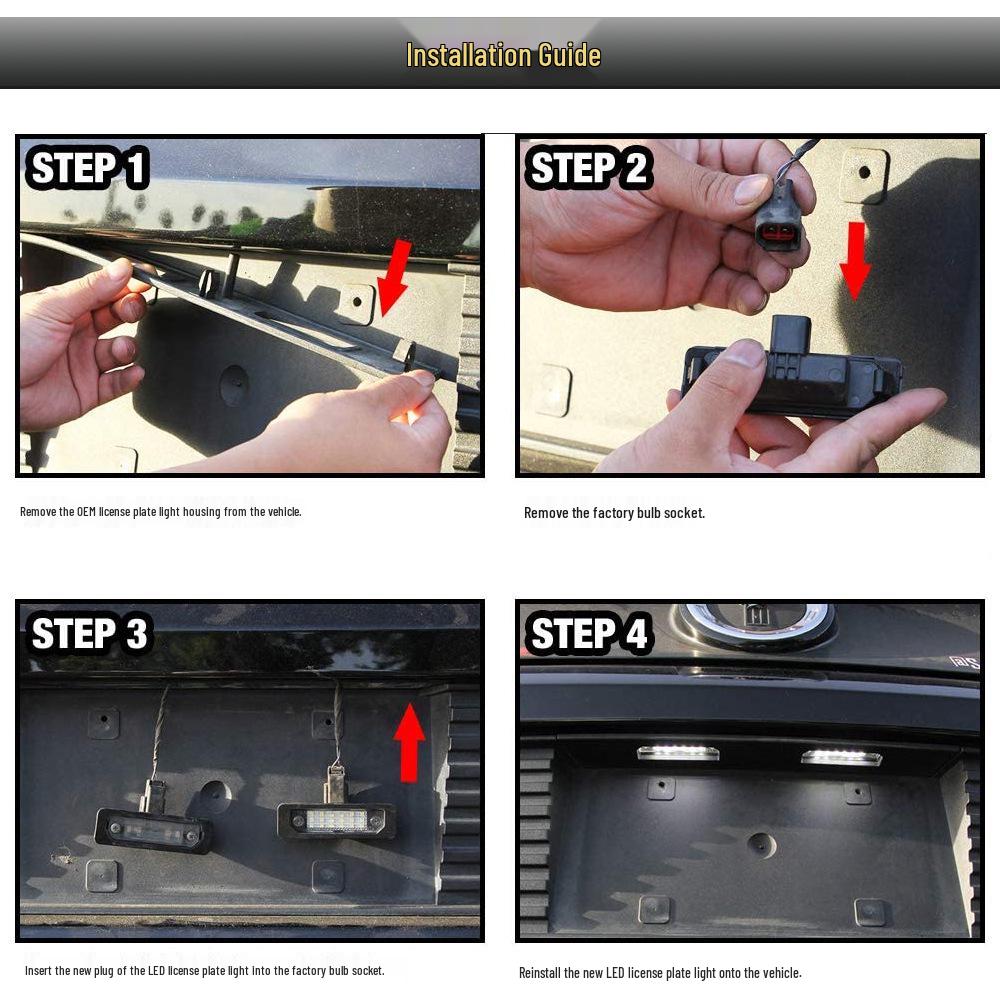 2-Pack 18-LED Black License Plate Lights for Ford Fuxing, Mustang, Focus, Mercury (2006-2015)