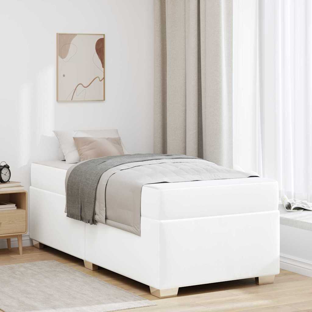 Bed Frame with Mattress White 80 X 200 Cm Fabric
