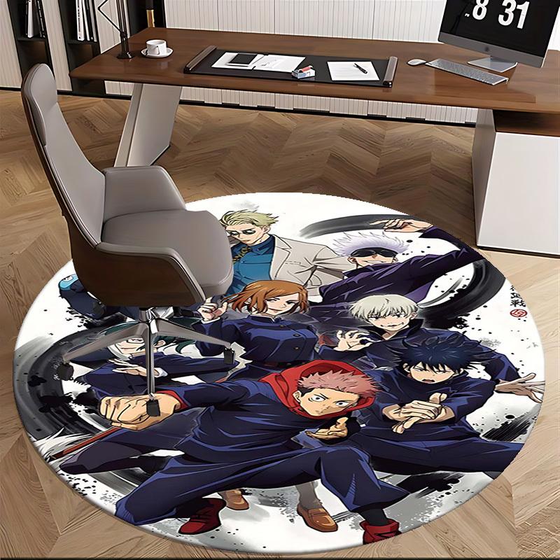1pc Anime Cartoon Design Round Carpet Office Chair Mat, NonSlip Rug for Home Decor