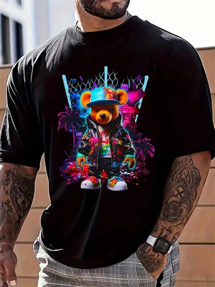 Colorful Overlapping 3D Skull Print Men's T-shirt Summer Everyday Men's Casual Short-sleeved Top Urban Street Men's Fashion T-shirt