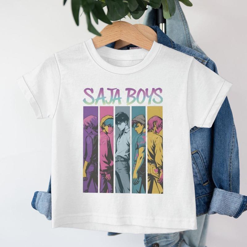 Simpatica Maglietta dei Ragazzi Saja dei Cartoni Animati Kpop Demon Hunters Maglietta Bambini Ragazzo Ragazza Estiva Manica Corta Girocollo Top Abbigliamento per Bambini