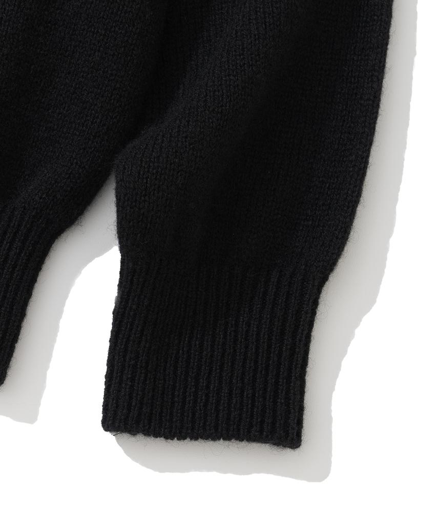 KNITTED Shaggy Dog 100% Wool V-Neck Knit Black