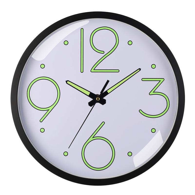 12 Inch 30cm Luminous Plastic Silent Wall Clock Creative Bedroom Living Room Simple Luminous Quartz Clock