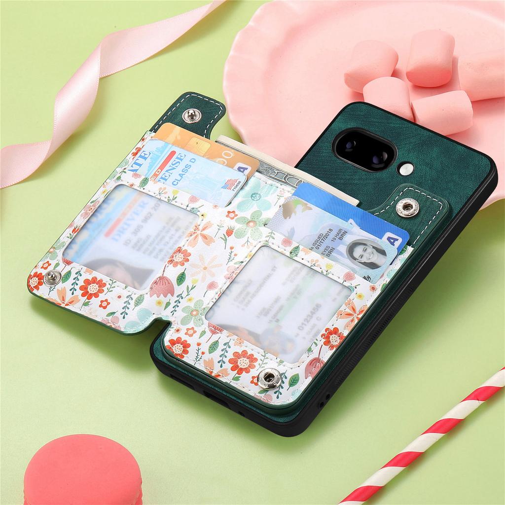For Google Pixel 9a Leather Phone Cover with RFID Blocking Zipper Card Bag Kickstand