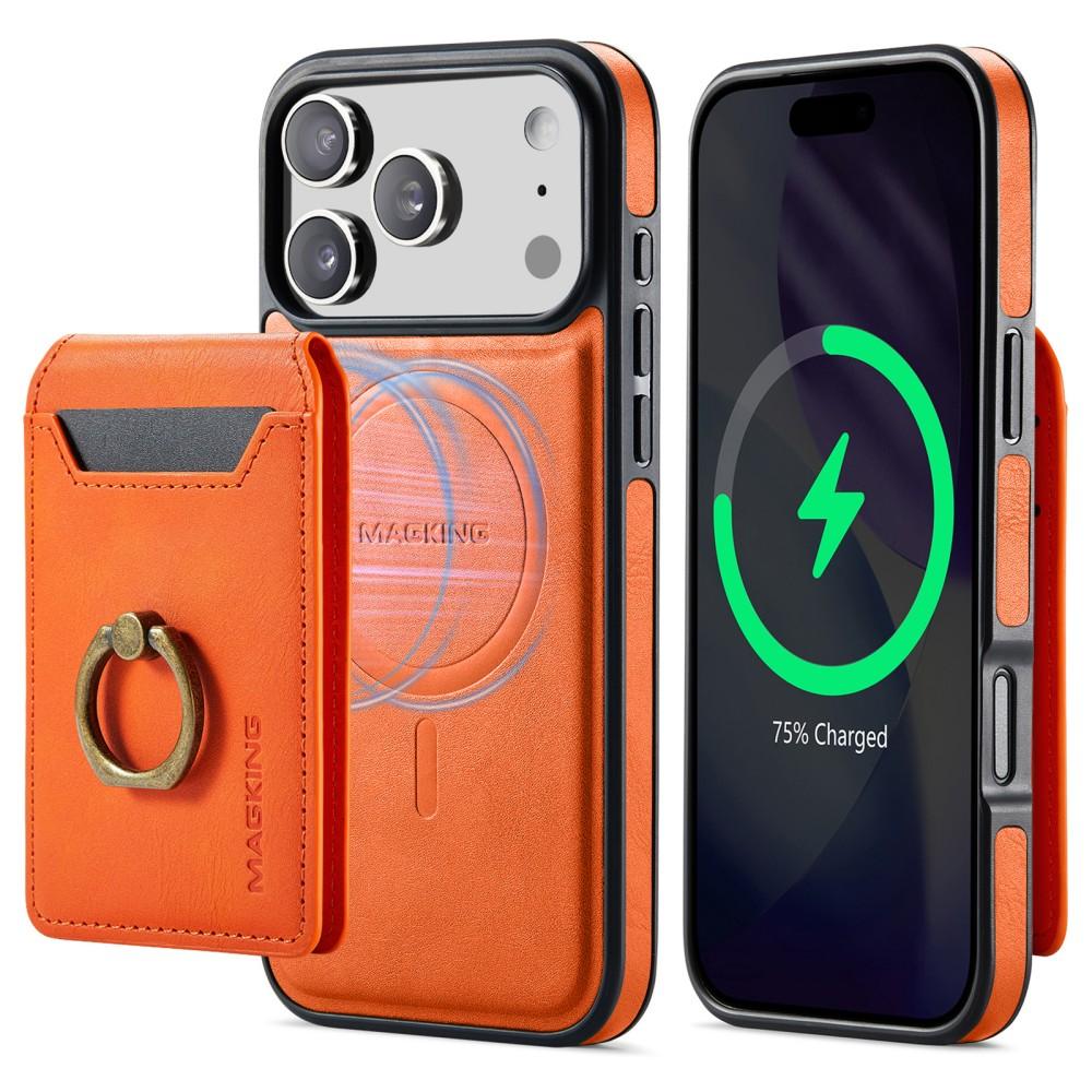 Phone Case For Iphone 17 Pro Max Air 17E 16E MagSafe Magnetic Leather Split Type Wallet Ring Card Holder Shockproof Back Cover