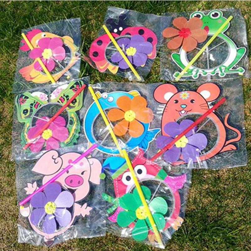 Lovely Cartoon Handmade Windmill Wind Spinner Kids Toys Yard Garden Decor