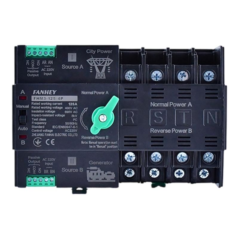 125A Automatic Transfer Switches with 2P/ Design & Flame Retardant Housing Easy to Use for Uninterrupted Power Supply