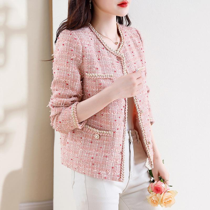 

Маленькое пальто в стиле Fragrance для женщин, короткое, осеннее, новое, небольшое, шерстяное, пушистое, в стиле French Pink Top 2XL розовый