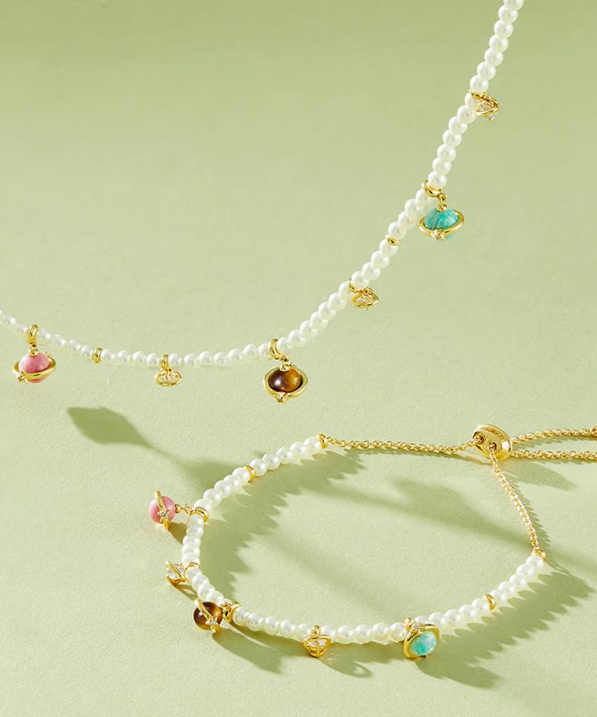 Lola Rose Heliocentric Multi Gemstone Pendant Women'S Pearl Bracelet