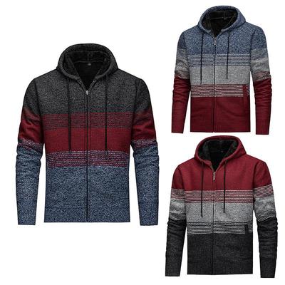 Cardigan Sweats à Capuche Blocs de Couleur Doublé Velours pour Homme Automne/Hiver (Style européen et américain)