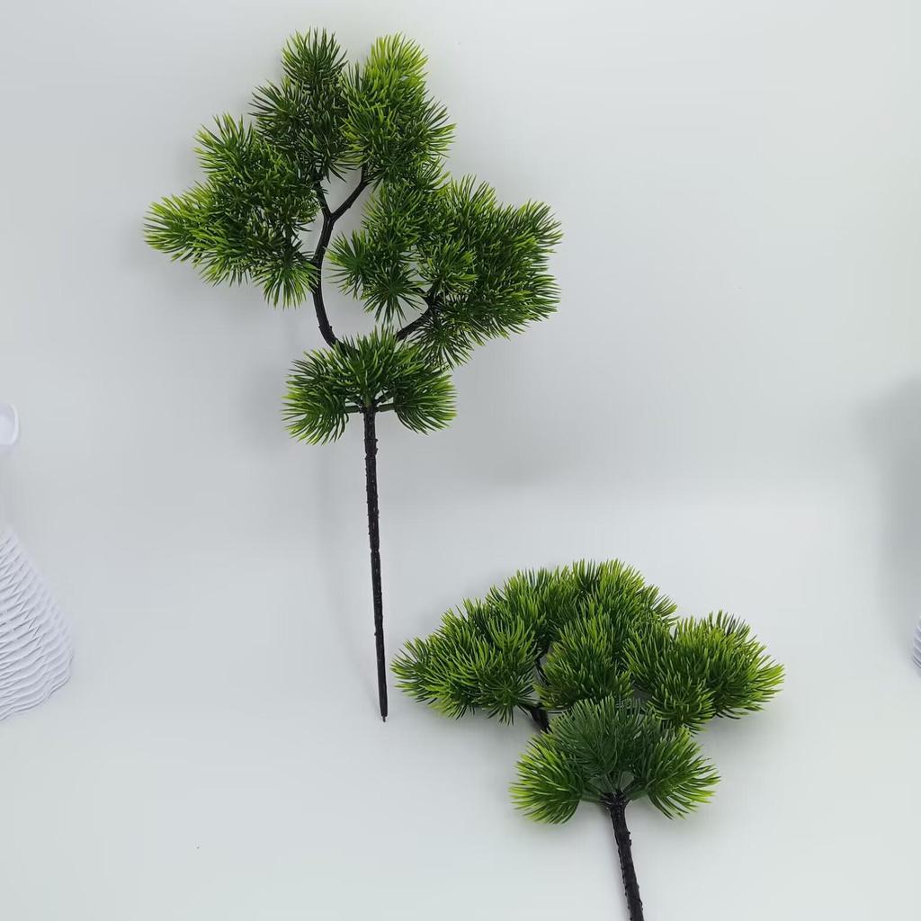 Artificial Pine Needle Branches and Cypress Tree - Green Potted Landscape Decor