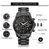 BENYAR Chronograph Watch with Leather and Black Leather Strap for Business and Formal Wear Men's Multi-Calendar Strap, Water-Resistant