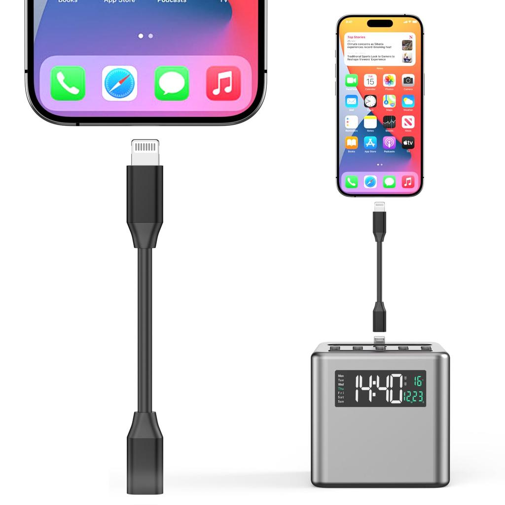 10cm iPhone Ladeverlängerungsadapterkabel Lightning Stecker auf Lightning Buchse Ladegerät MFi-zertifizierter Anschluss Konverter Dongle Kompatibel mit