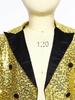 Boys Full Sequin Tailcoat Satin Peaked Lapel Open Front Long Sleeve Blazer Magic Show Performance Costume