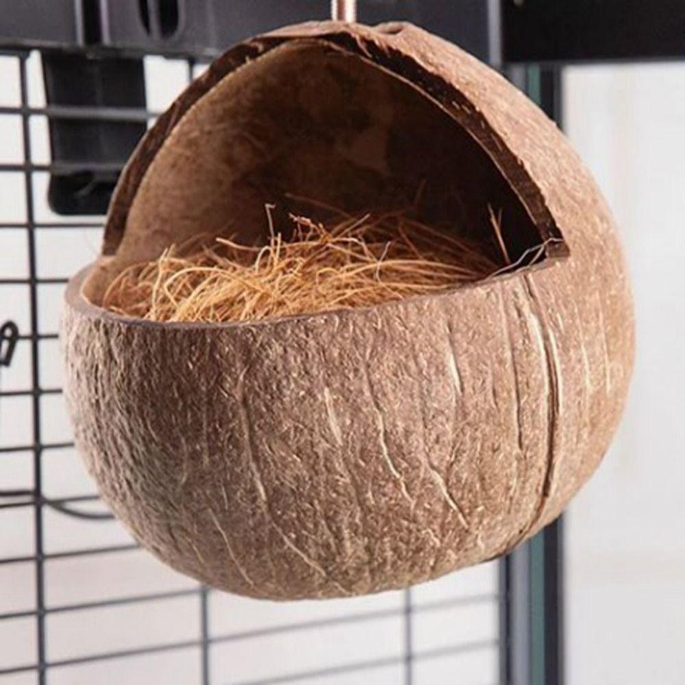 Handmade Hanging Bird Nest Craft Birdhouse Cage Habitats Coconut Shell Bird House  Bird Supplies