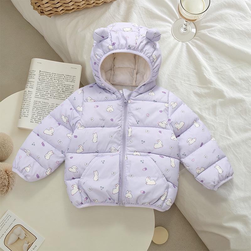 Kids' Cartoon Cotton Jacket with Ears - Short Style for Boys & Girls, Autumn/Winter Outerwear
