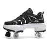New Adult & Student Deformation Roller Skates with Brakes - Boys' & Girls' Four-Wheel Walking Shoes