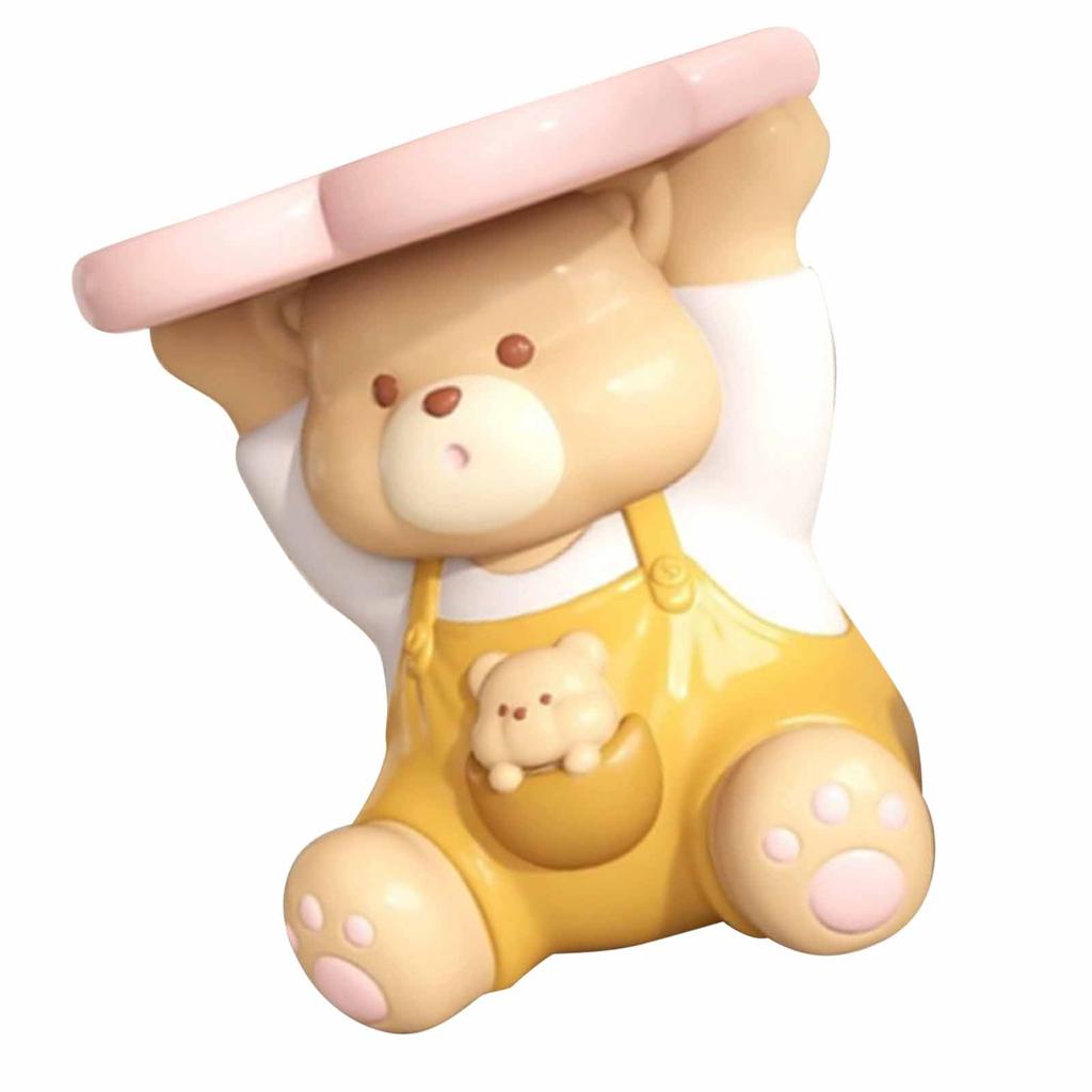 Resin Bear Tray Statue Cute Sitting Bear Key Storage Tray for Entryway Cosmetic Jewelry Earrings