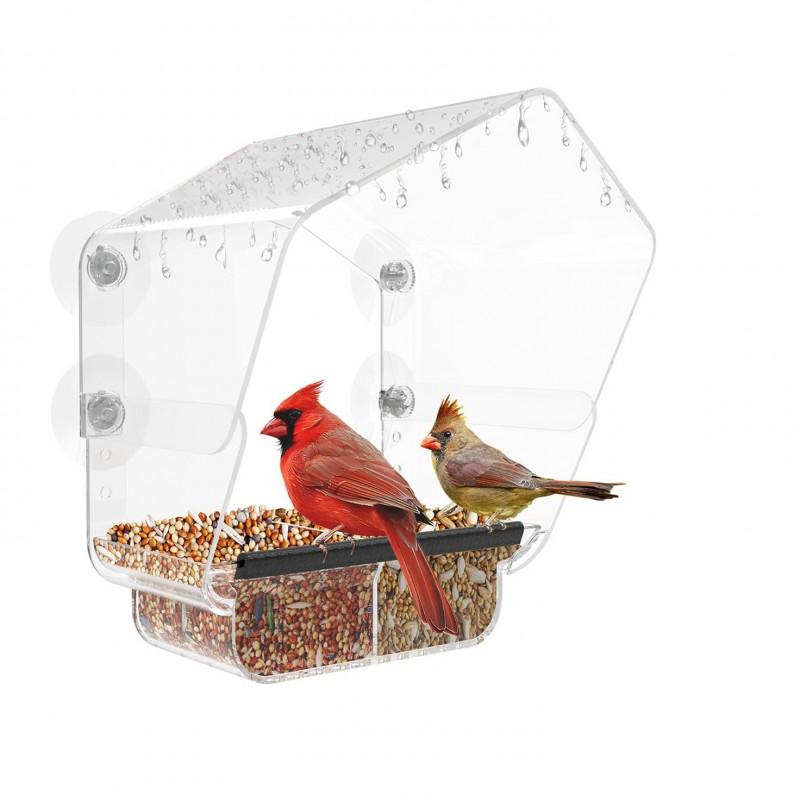 Transparent Window-Mounted Hummingbird Feeder With Strong Suction Cup Small Birds Outdoor Use