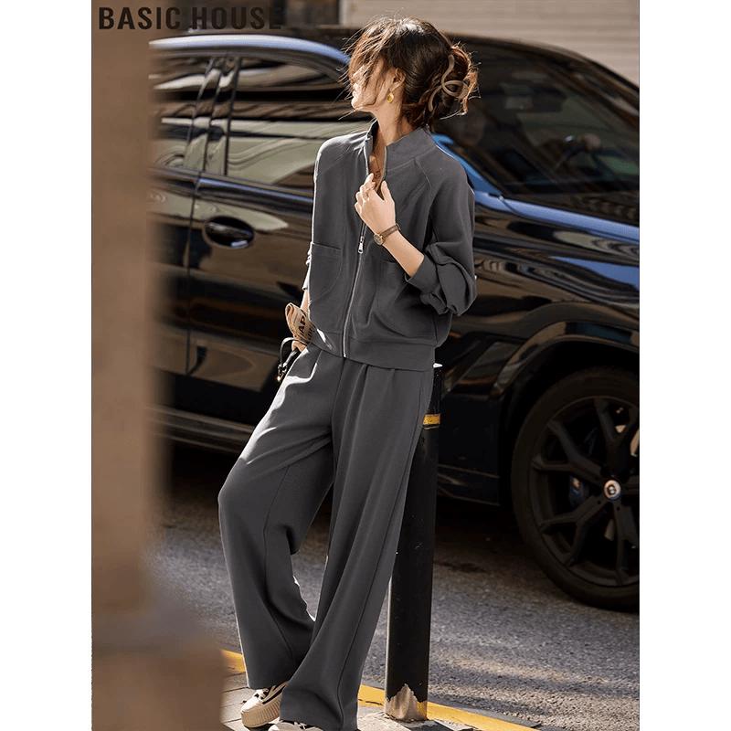 Basic House Women s Stand Collar Casual Sport Suit M