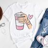 T-shirt Estiva alla Moda con Stampa di Ragazza del Caffè Cartone Animato, Top Casual da Donna, Magliette Grafiche Vintage, Maglietta Pro Choice